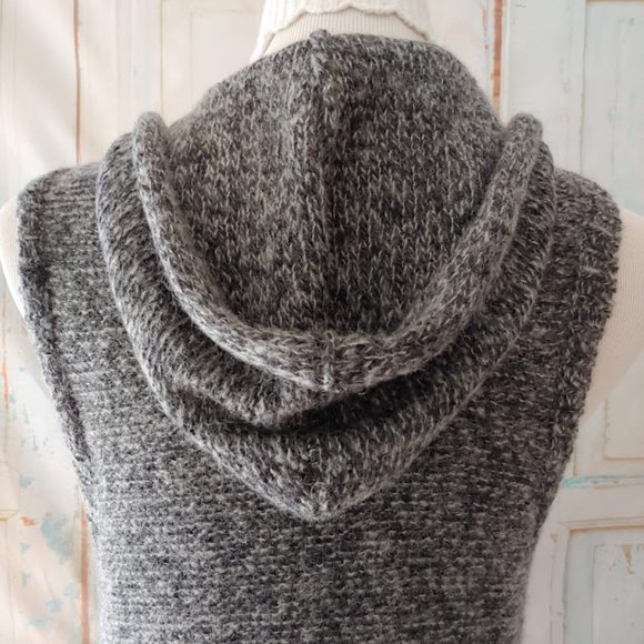 Sarah Spencer wool mohair pocket hood sleeveless cardigan duster sweater/S/gray - Picture 10 of 14